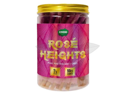 Endo Rose Heights Premium Pink Cones 11/4 90Ct Rolling Papers