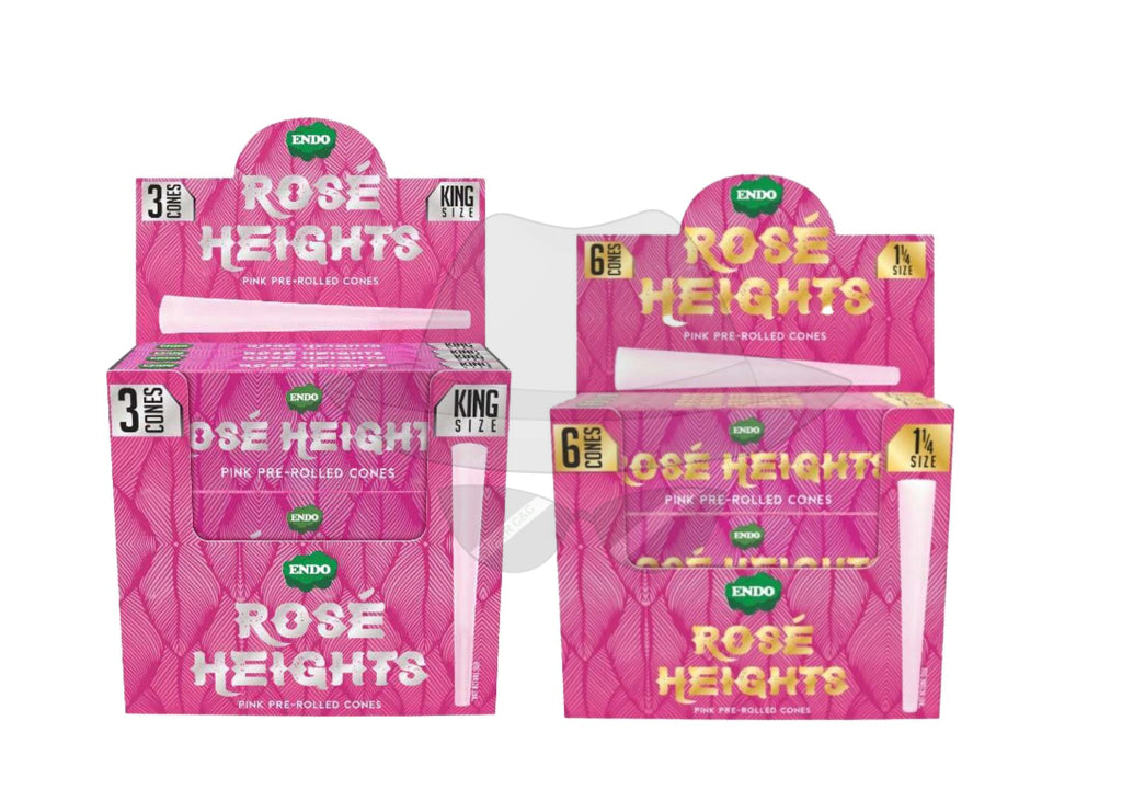 Endo Rose Heights Premium Pink Cones (24 Count Display) Rolling Papers