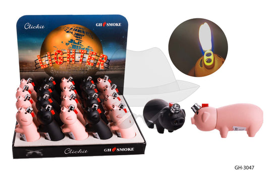 Gh-3047 Pig Double Flame-20Ct Lighter