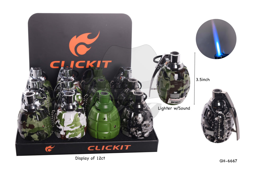 Gh-6667 Grenade Lighter W/Sound-12Ct