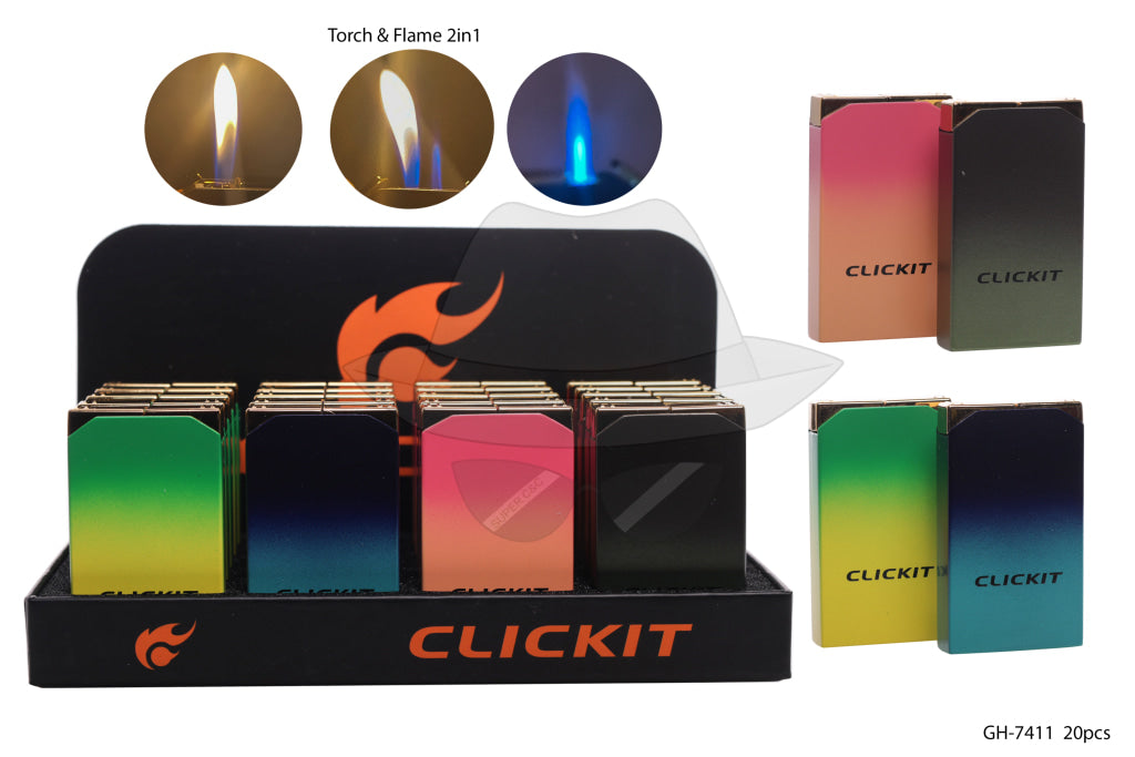 Gh-7411 Clickit Torch&Flame Lighter -20Ct