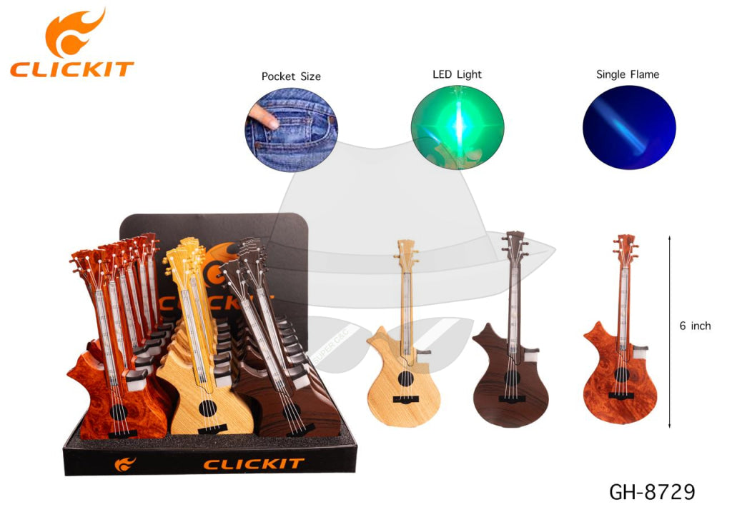 Gh-8729 Clickit Guitar Lighter -20Ct