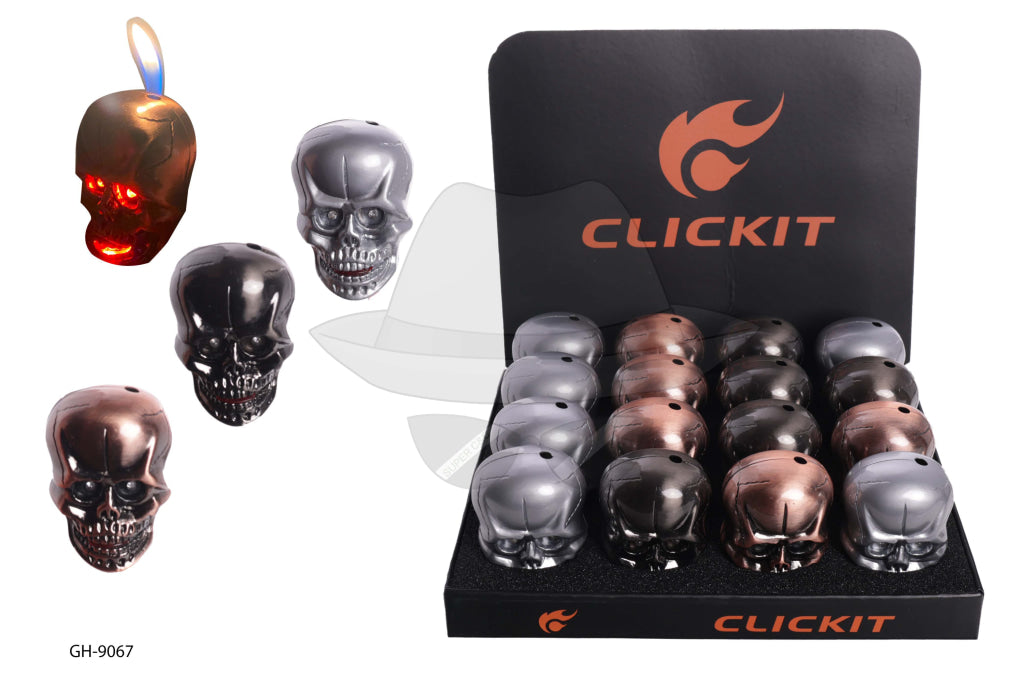 Gh-9067 Skull Design Clickit Lighter-16Ct Lighter
