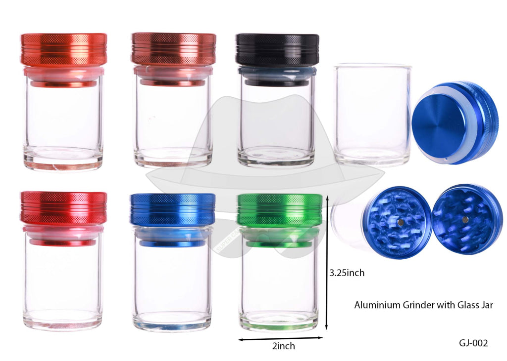 Gj-002 Aluminium Grinder With Glass Jar