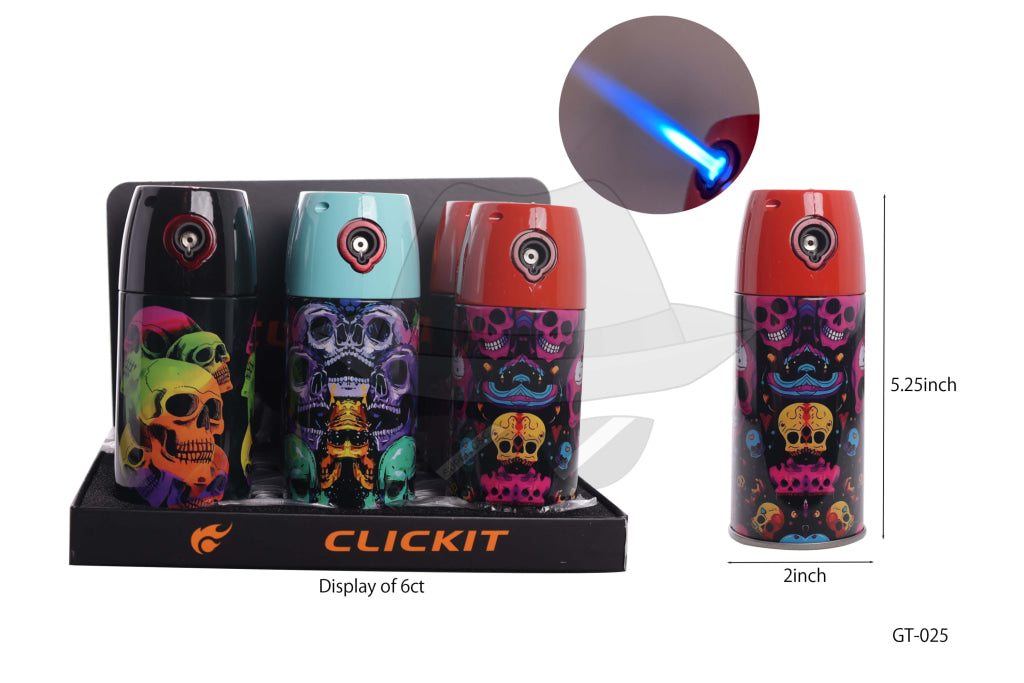 Gt - 025 Skull Spray Can Torch Lighter - 6Ct Lighter