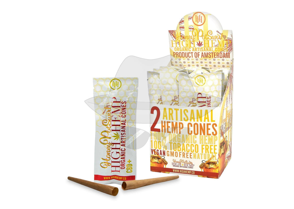 High Hemp Cones 2Pk - 15Ct Honey Pot Swirl / 18.75 Rolling Papers