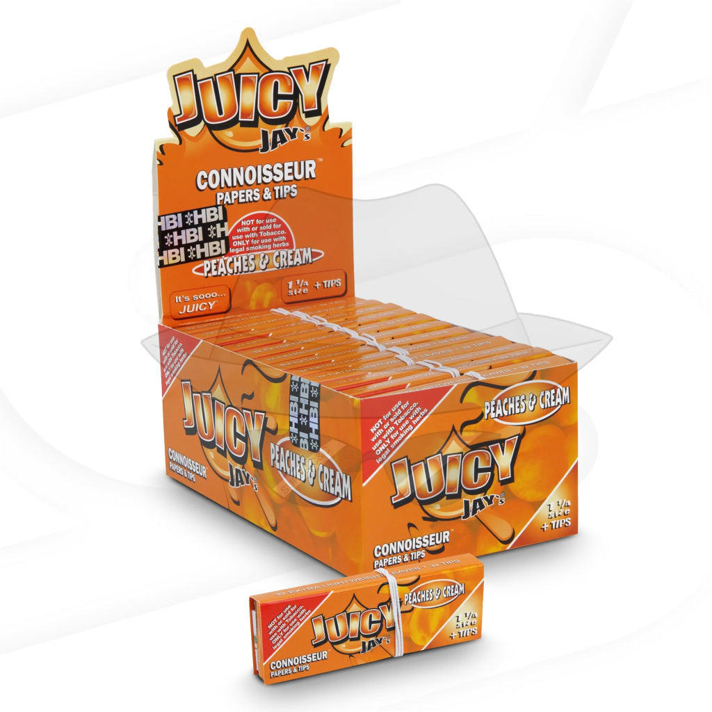 Juicy Jay’s 1.25 Connoisseur Paper & Tips PEACHES&CREAM Rolling Papers