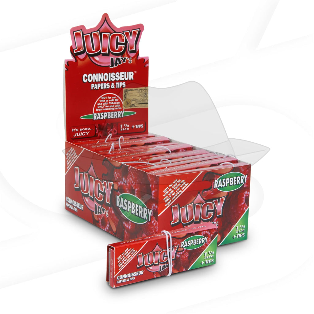 Juicy Jay’s 1.25 Connoisseur Paper & Tips RASPBERRY Rolling Papers