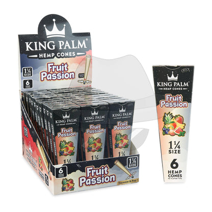 King Palm 1 ¼ Size Hemp Cones 30Ct Display Fruit Passion Rolling Papers