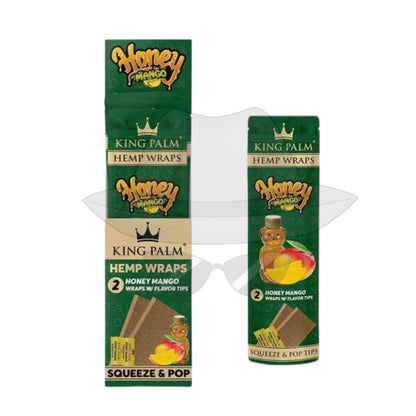 King Palm 2Pk Hemp Wraps 15Ct Display Honey Mango Rolling Papers