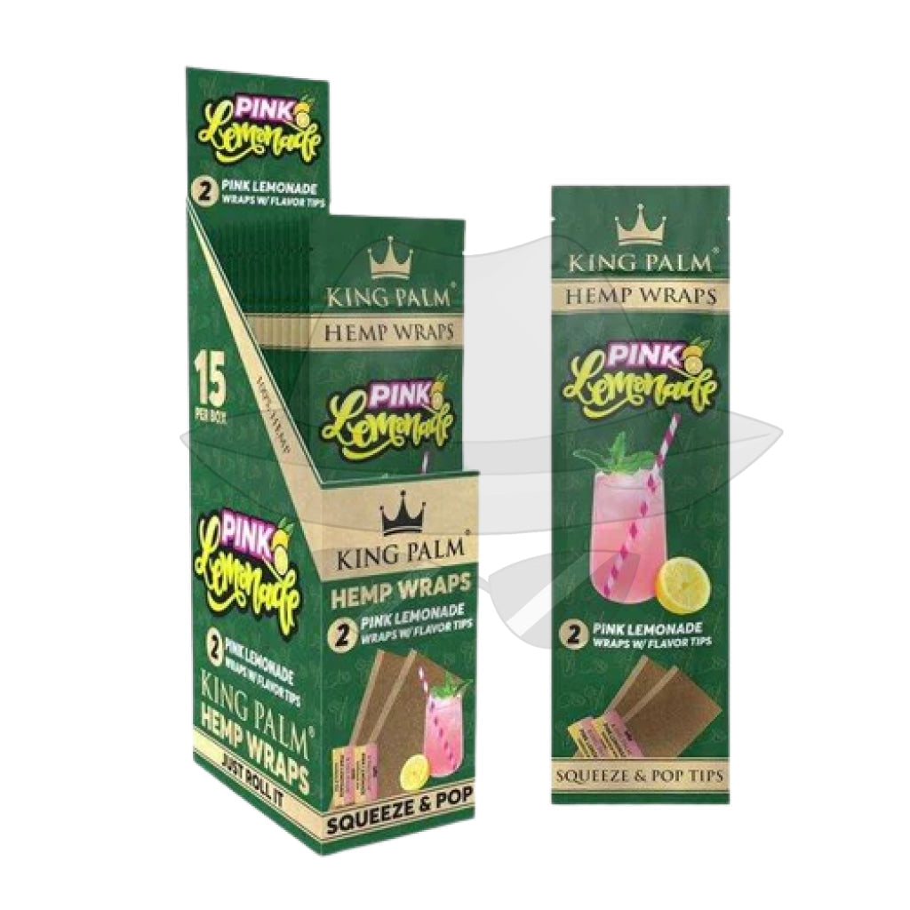 King Palm 2Pk Hemp Wraps 15Ct Display Pink Lemonade Rolling Papers