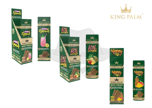 King Palm 2Pk Hemp Wraps 15Ct Display Rolling Papers