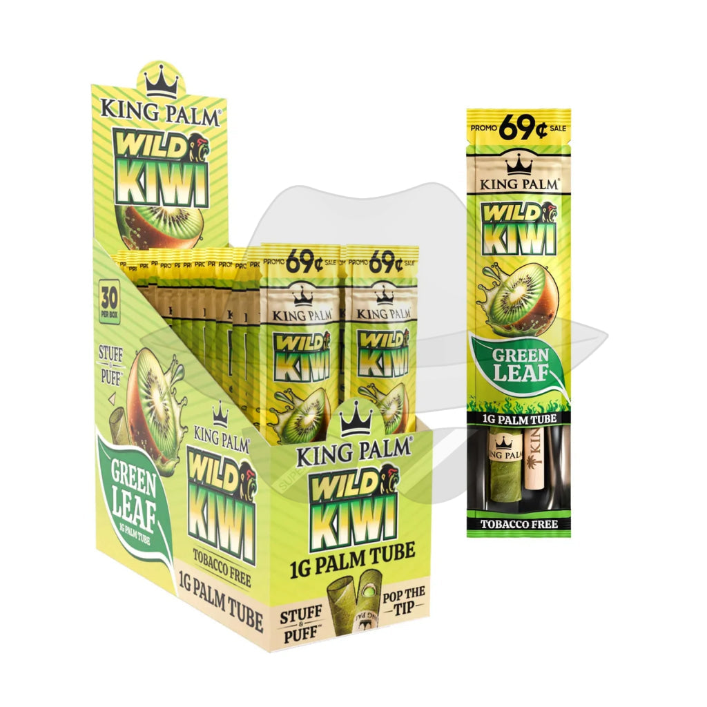 King Palm Flavored Mini 1Pk Leaf Tubes – Pre-Priced $0.69 - 30Ct Wild Kiwi Rolling Papers
