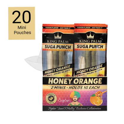 King Palm® 2 Minis Assorted Flavored Pre-Rolled Cones (20 Pack) Honey Orange Rolling Papers