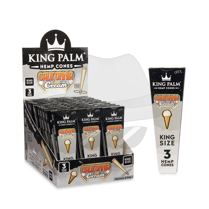 King Palm Size Hemp Cones 30Ct Display California Cream Rolling Papers