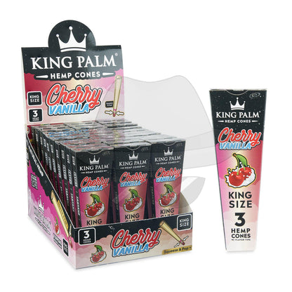 King Palm Size Hemp Cones 30Ct Display Cherry Vanilla Rolling Papers