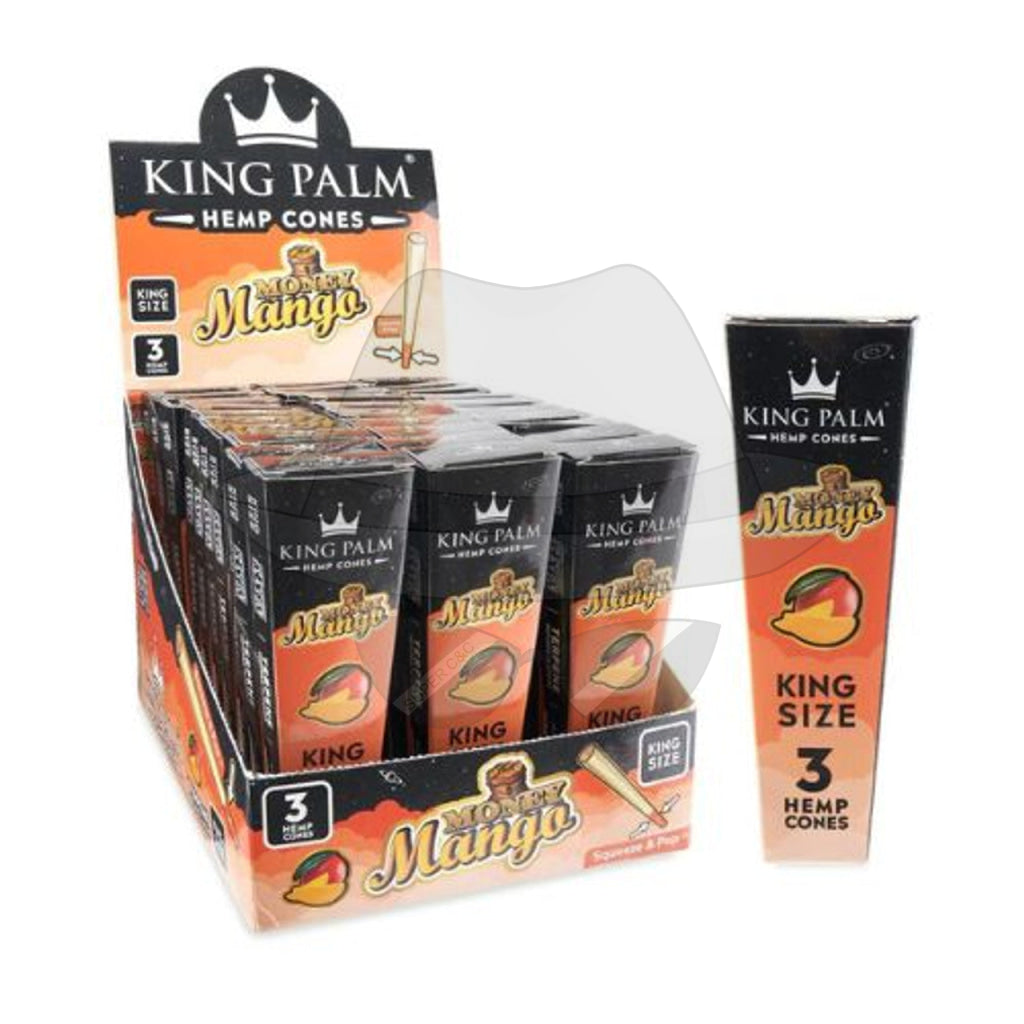 King Palm Size Hemp Cones 30Ct Display Money Mango Rolling Papers