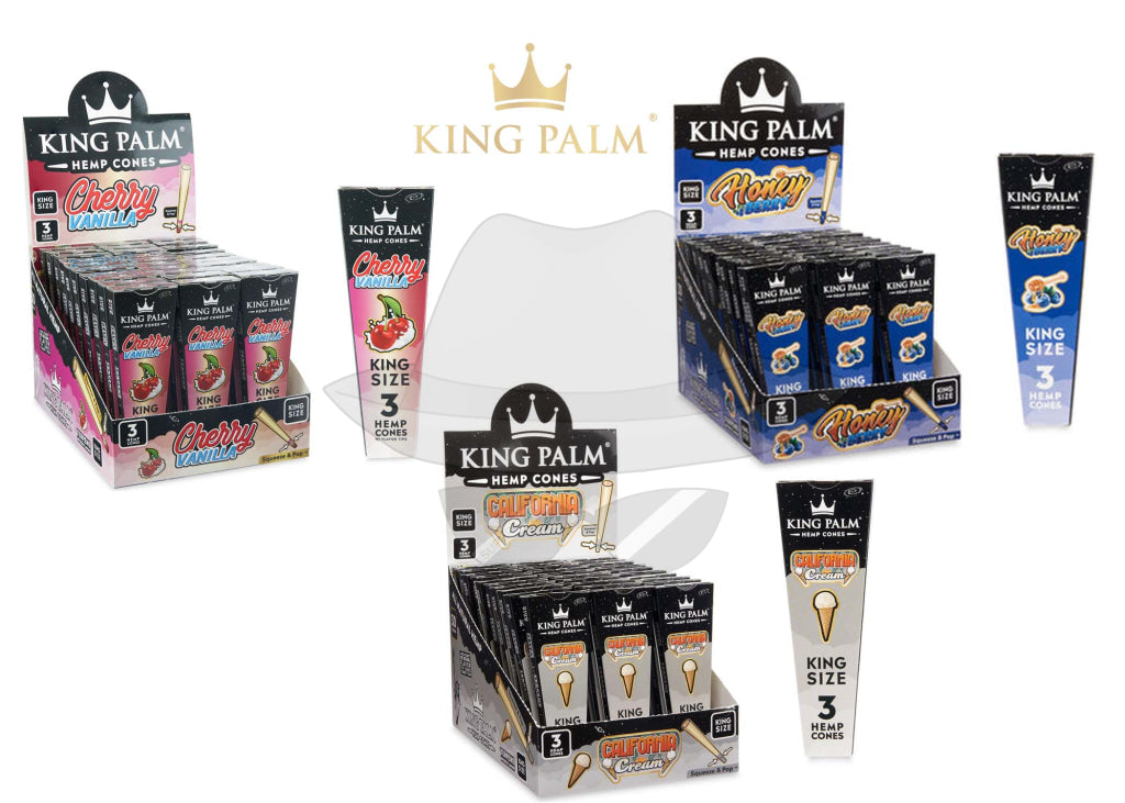 King Palm Size Hemp Cones 30Ct Display Rolling Papers