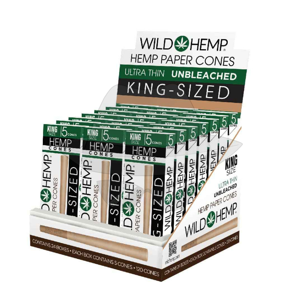 King Size / Wild Unbleached Hemp Cone 24Pack Rolling Papers