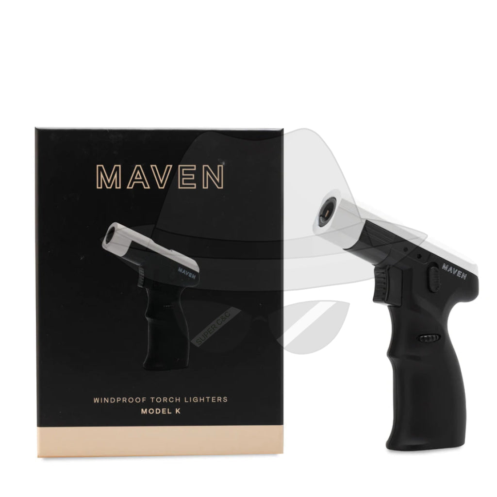 Maven Model K | Handheld Angled Single Jet Torch Lighter White/black