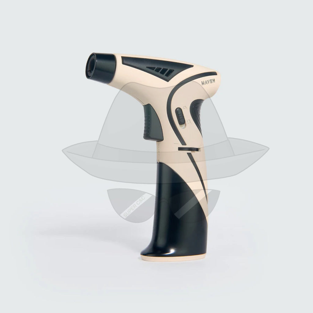 Maven Space | Premium Handheld Angled Single Jet Table Torch Lighter Beige