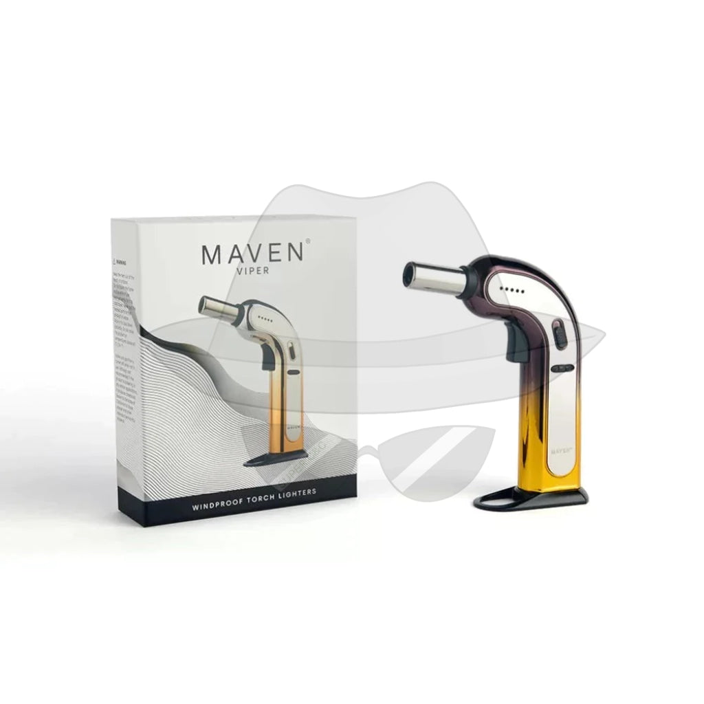 Maven Viper Torch Lighter Chrome Black Gold Lighter