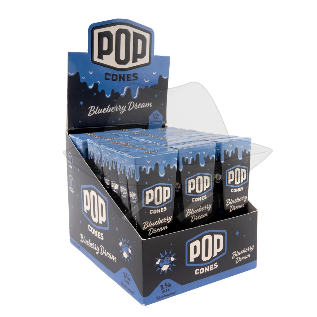 Pop Cones 1 ¼ Size Unbleached 6Pk - 24Ct Display Blueberry Dream Rolling Papers