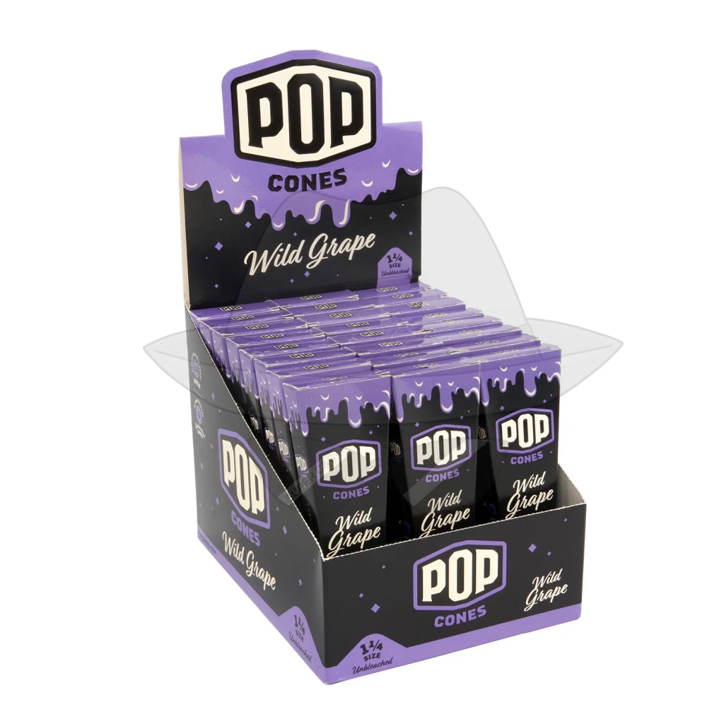 Pop Cones 1 ¼ Size Unbleached 6Pk - 24Ct Display Wild Berry Rolling Papers