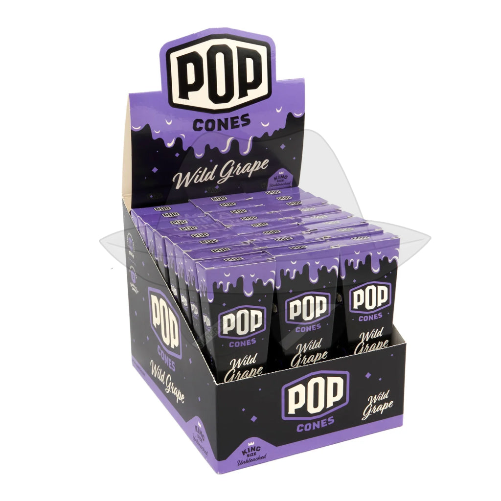 Pop Cones King Size Unbleached 3Pk - 24Ct Display Rolling Papers