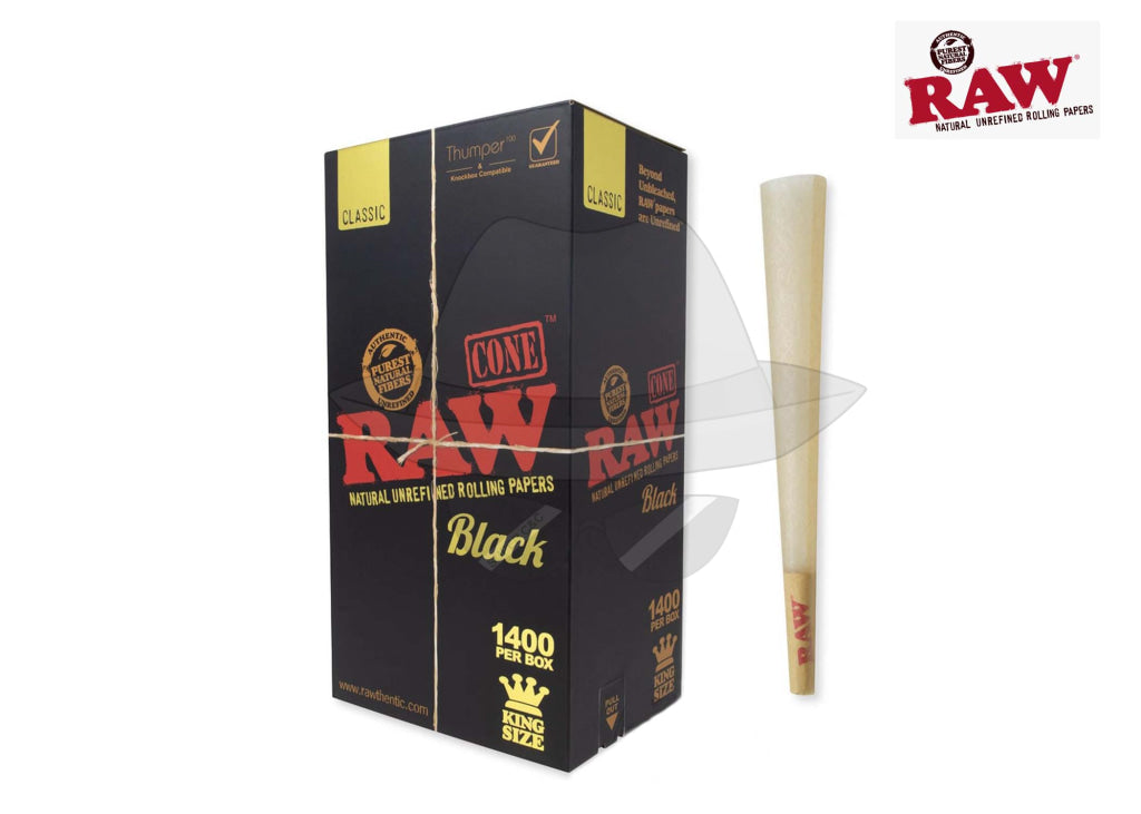 Raw Black King Size Cones 1400 Bulk Pack Rolling Papers
