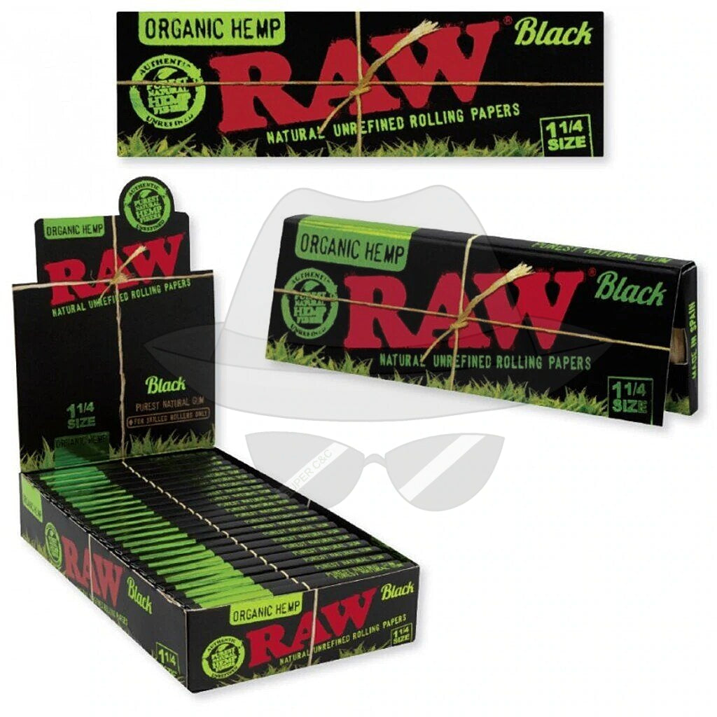 Raw Black Organic Hem 1 1/4 Rolling Papers