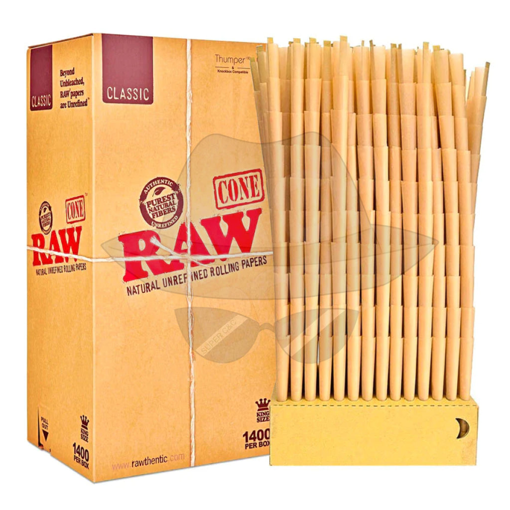 Raw Classic King Size Pre Rolled Cones (1400/Box) Rolling Papers