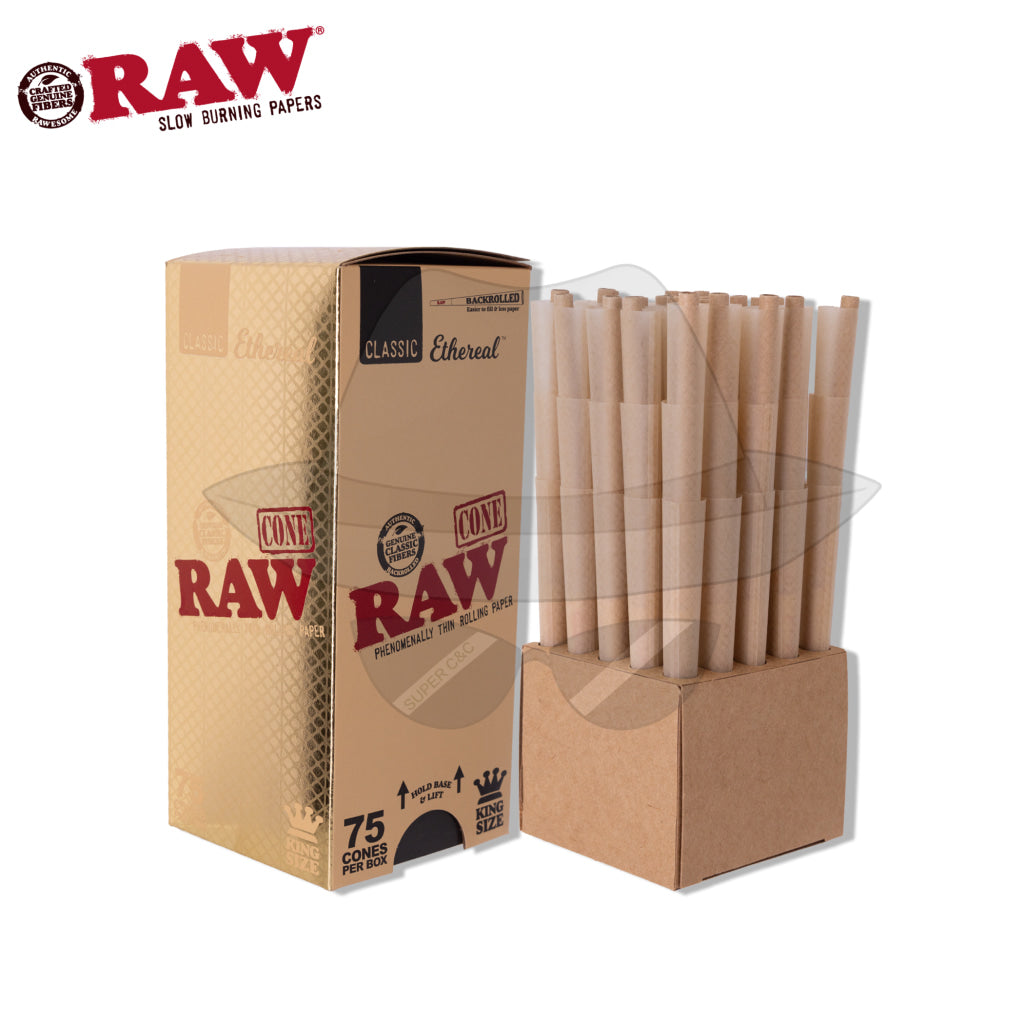 Raw Cone 75ct Per Box Ethereal King Size Rolling Papers
