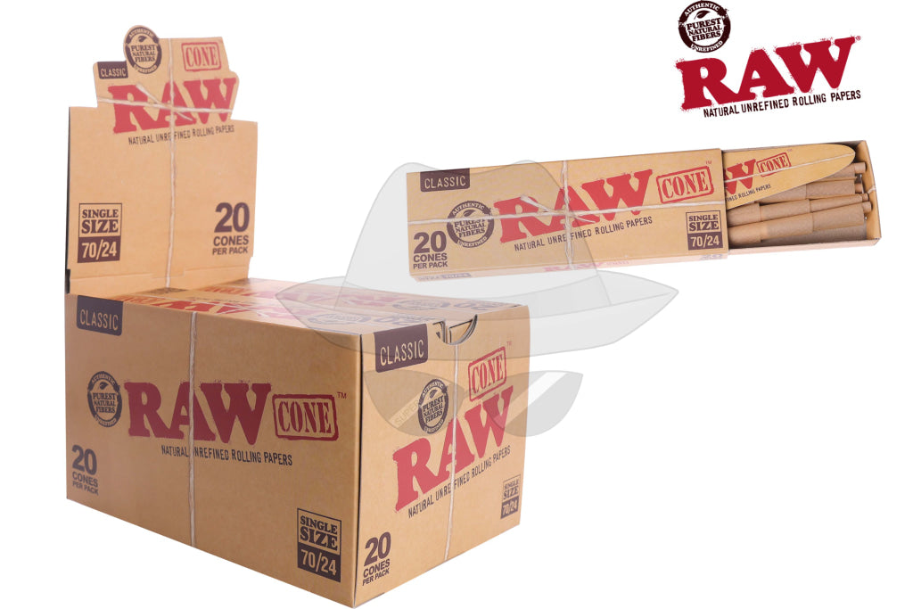 Raw Cone Single Size 70/24 (20Pk/12Ct) Rolling Papers