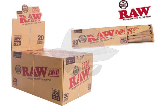 Raw Cone Single Size 70/24 (20Pk/12Ct) Rolling Papers