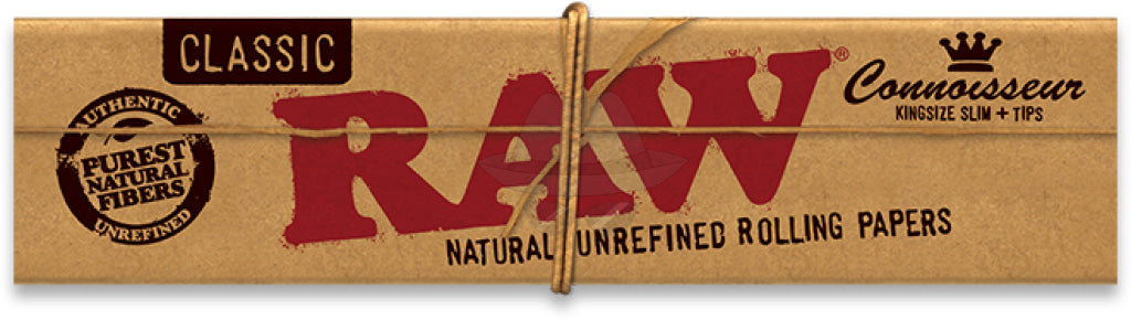 Raw King Size Slim + Tips Rolling Paper Connoisseur Classic Papers