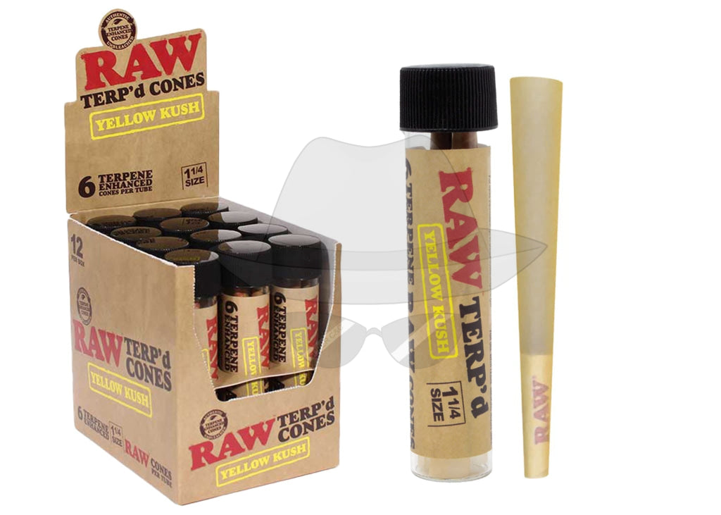 Raw Terp’d Cones(Display Of 12) Yellow Kush Rolling Papers