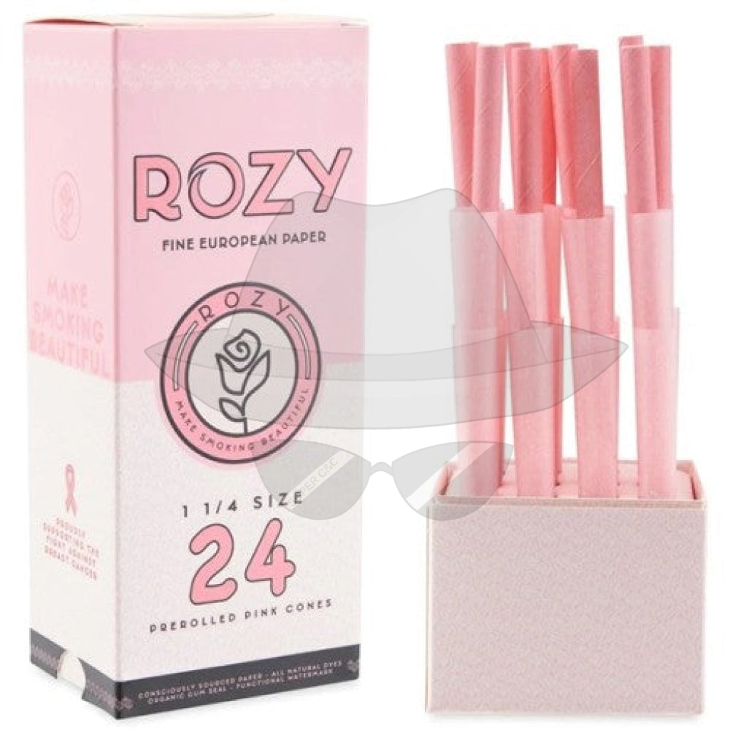 Rozy Pink 1 ¼ Size Pre-Rolled Cones 24Ct Pack Rolling Papers