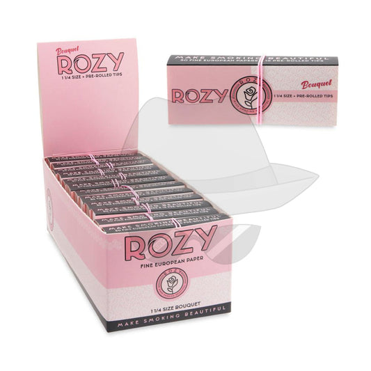 Rozy Pink 1 1/4 Size Rolling Papers & Filter Tips - 24Ct Display