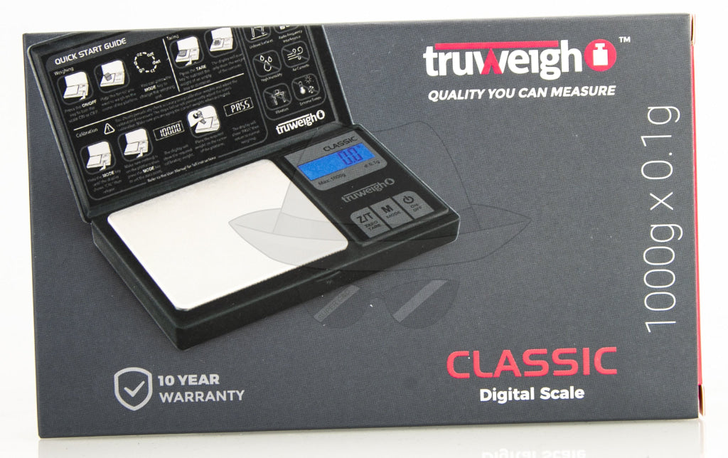 Truweigh Classic Digital Scale - Black 1000Gx0.01G Scale