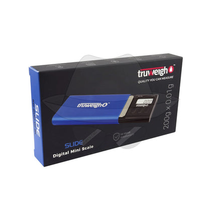 Truweigh Slide Digital Mini Scale – 200g x 0.01g Blue Scale
