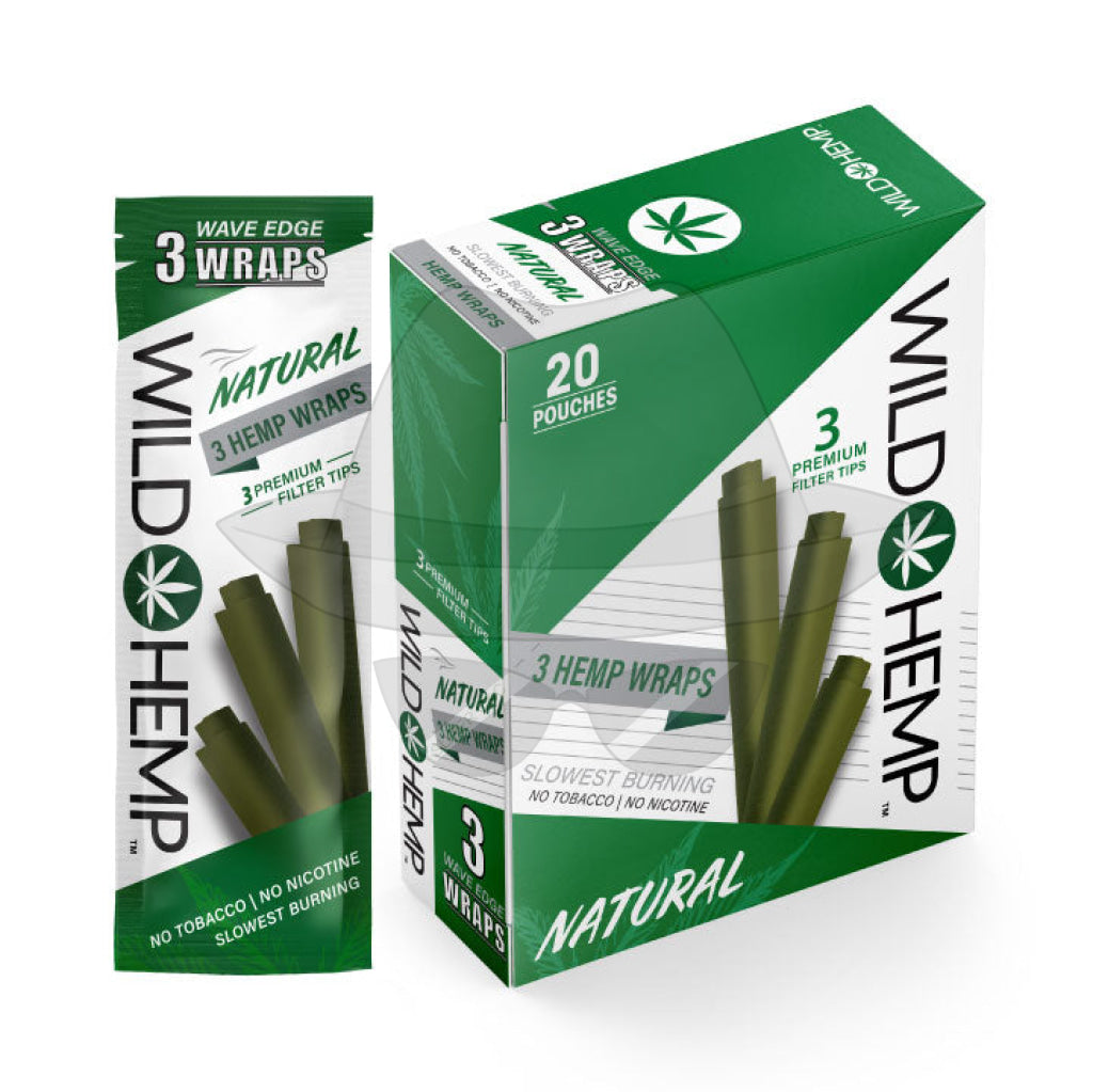 Wild 3 Hemp Wrap-20Pouches Natural Rolling Papers