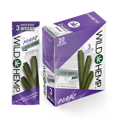 Wild 3 Hemp Wrap-20Pouches Purpz Rolling Papers